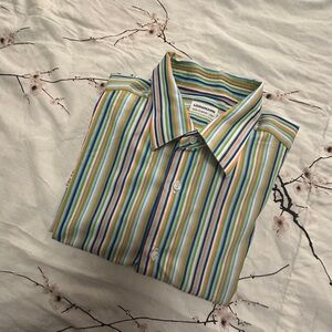 Lorenzini button down shirt/ multicolor/ Men SZ 16-41/ 100% cotton